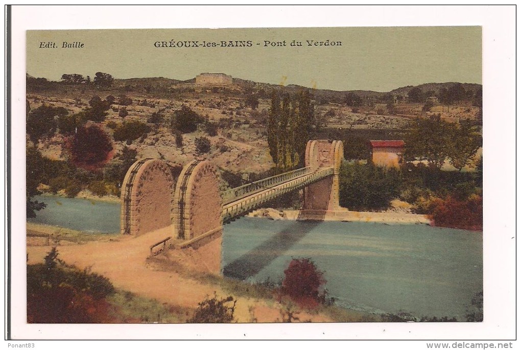 - 04 - Pont Suspendu Sur Le Verdon - Château Des Templiers - Années 1900 - - Gréoux-les-Bains