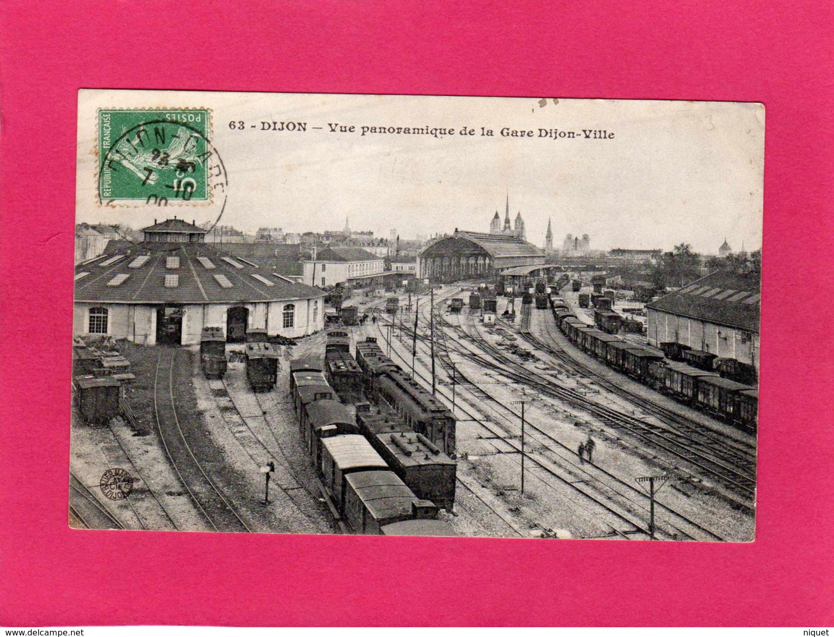 21 CÔTE D'OR, DIJON, Vue Panoramique De La Gare Dijon-Ville, Animée, Trains, Locomotives, (Balier Marchet) - Dijon