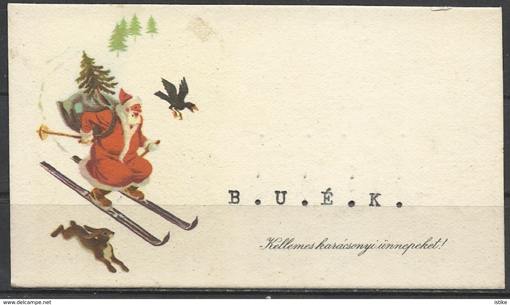 Hungary, Santa Claus Skiing, 1962. - Père-Noël