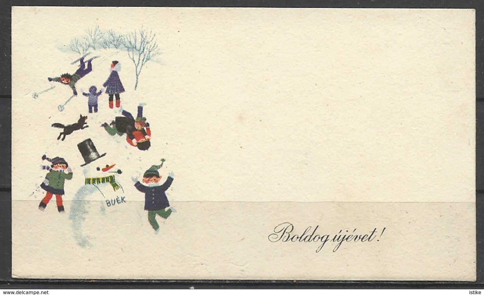 Hungary, HNY,  Snowmen And Winter "Sports", '60s. - New Year