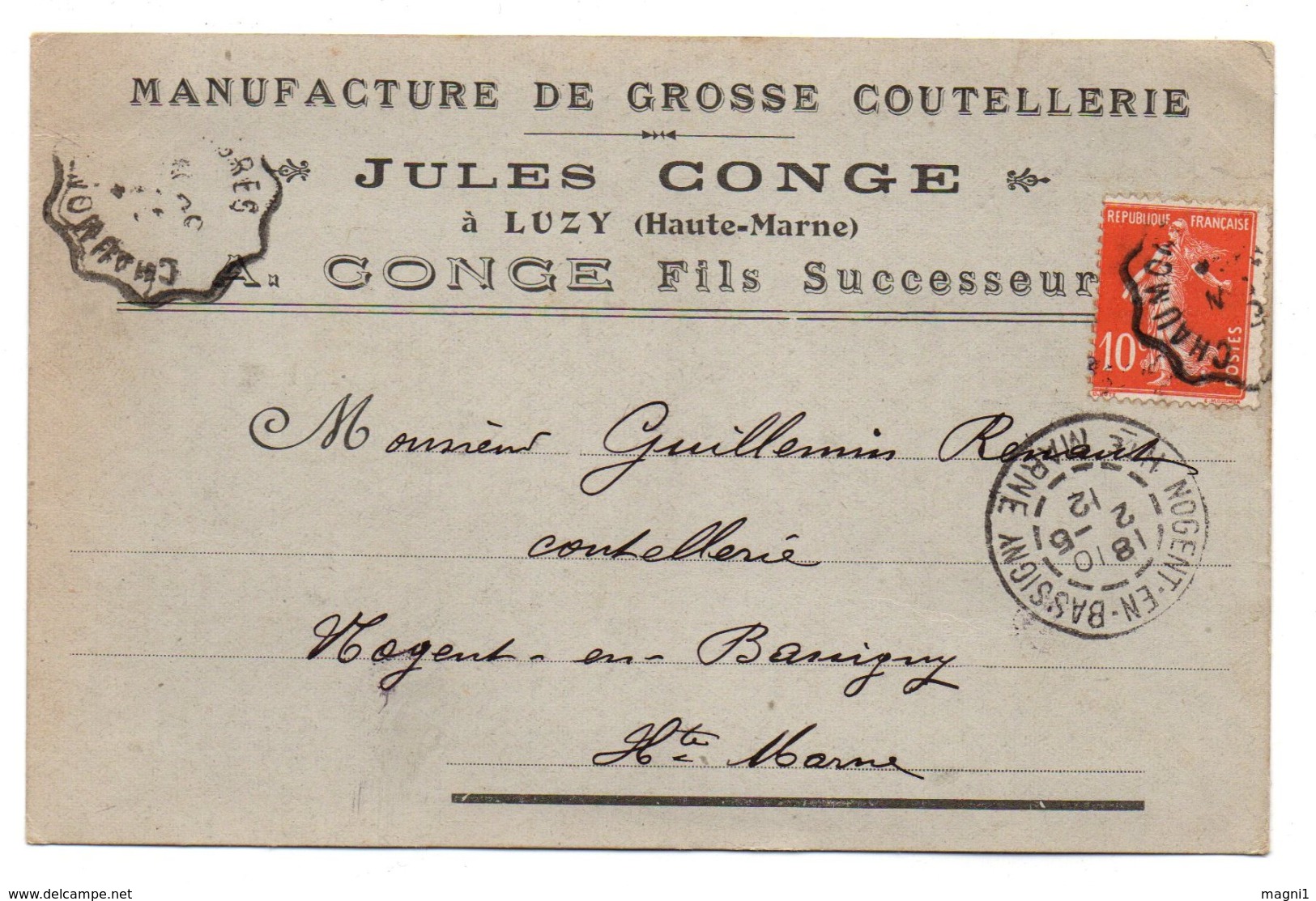 52 - Cpa - Manufacture De Grosse Coutellerie Jules Conge à LUZY - Nogent-en-Bassigny