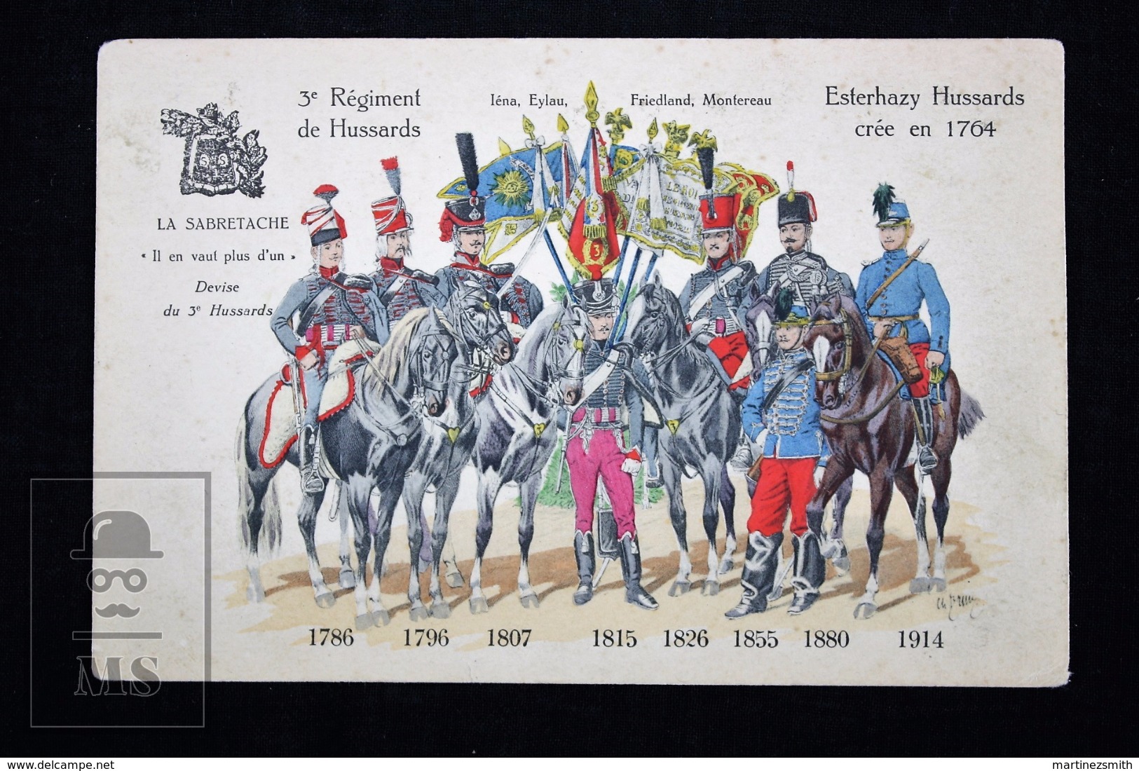 Old Illustrated Postcard - Military Uniforms - 3th Regiment Of Hussar - 3e Regiment De Hussards - From 1786 To 1914 - Uniformes