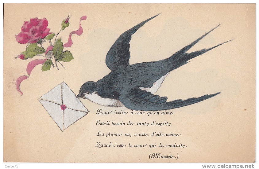 Fantaisies - Message Lettre Hirondelle - Poésie Alfred De Musset - Autres & Non Classés