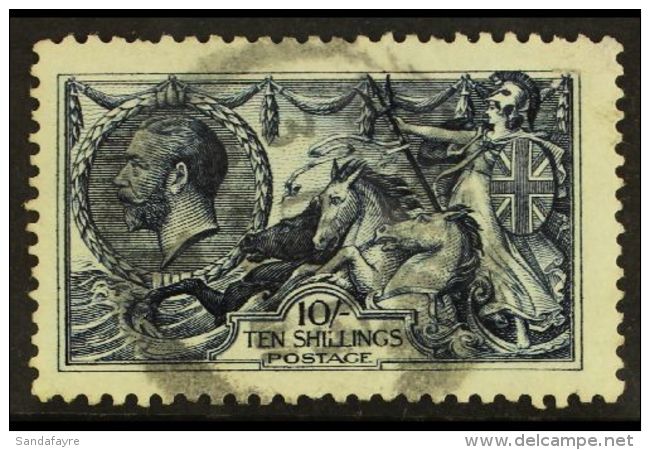 1913 10s Indigo-blue Seahorse, Waterlow Printing, SG 402, Good Used With Light Smudgy Cancel. For More Images,... - Sin Clasificación