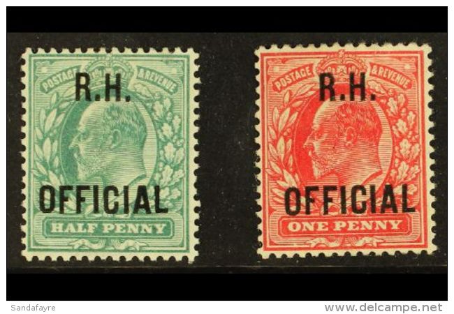 OFFICIALS 1902 &frac12;d Blue-green &amp; 1d Scarlet, Royal Household "R.H. OFFICIAL" Overprints, SG O91/2, Fine... - Unclassified