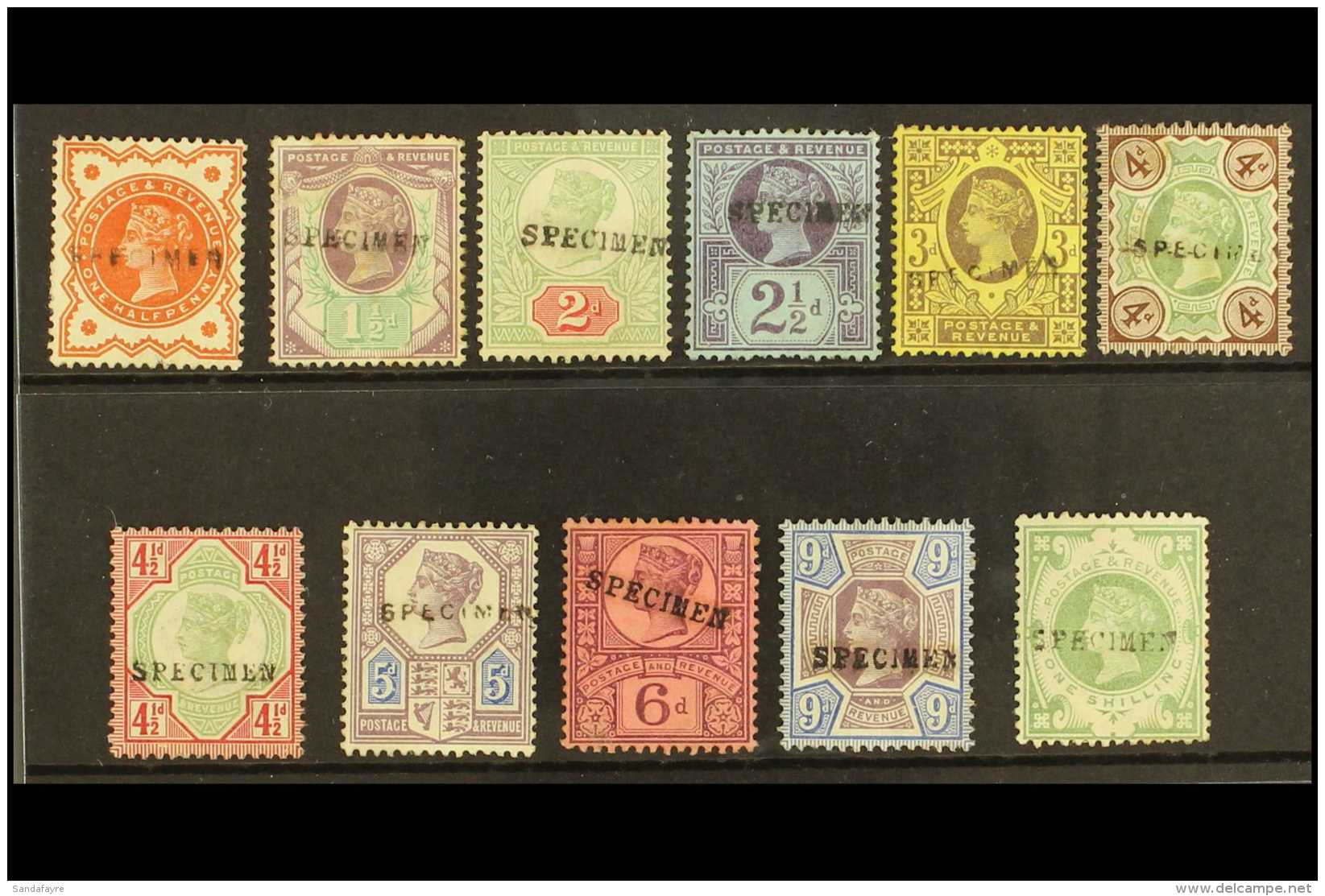 1887-92 Jubilee Complete Set To 9d And 1s Dull Green All With "SPECIMEN" Overprints (between SG Spec K27s-K40s, SG... - Autres & Non Classés