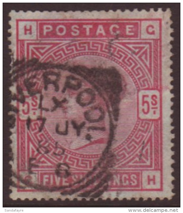 1884 5s Rose On Blued Paper, SG 176, Used With Neat Fully- Dated Squared-circle Datestamp, A Few Slightly Trimmed... - Other & Unclassified