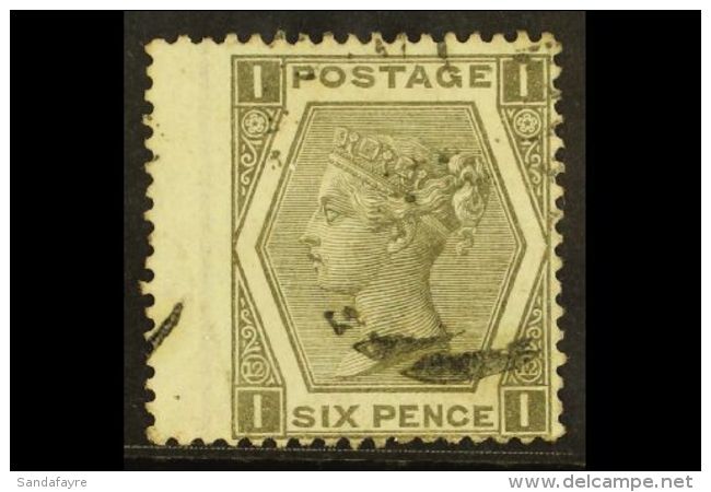 1872-73 6d Grey (plate 12), Wmk Spray, SG 125, Very Lightly Used Wing Margin Example With Cancel Leaving The... - Other & Unclassified