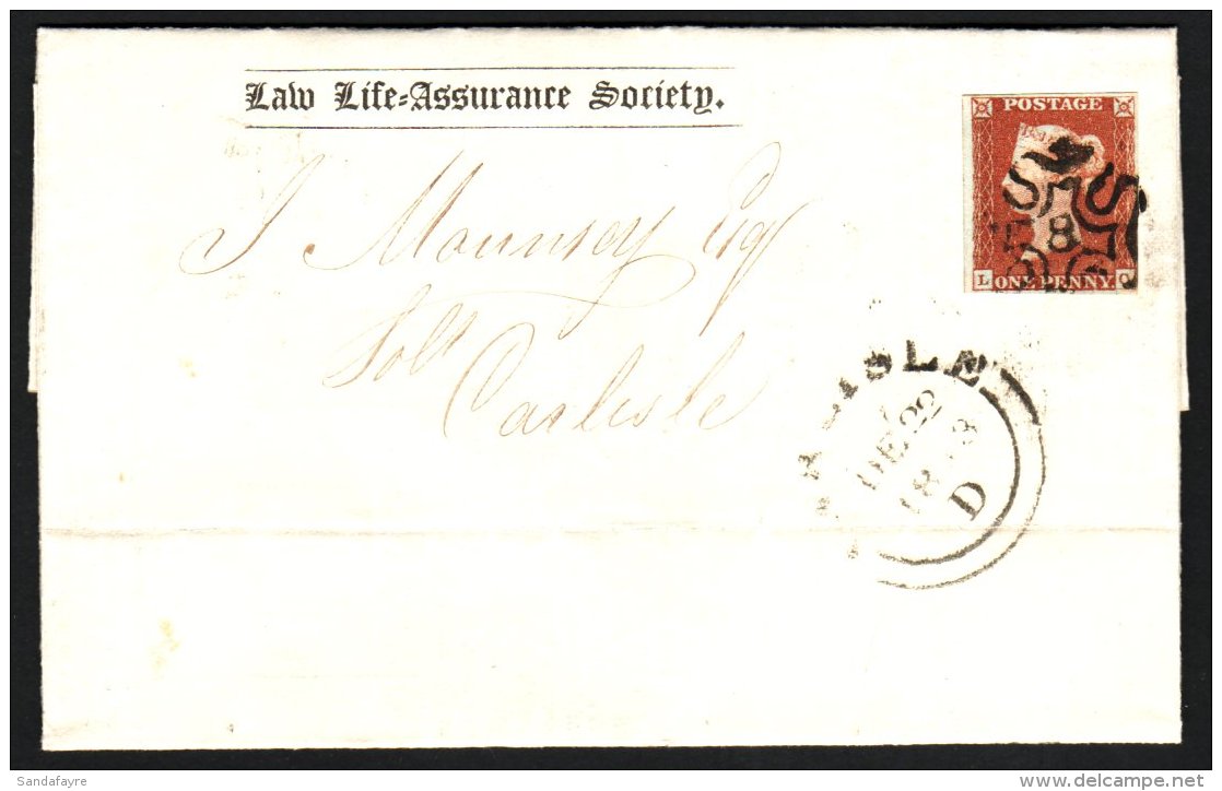 1843 (Dec 21) Printed EL From London To Carlisle Bearing 1841 1d Red-brown, 4 Good Margins, Tied By Very Fine... - Other & Unclassified