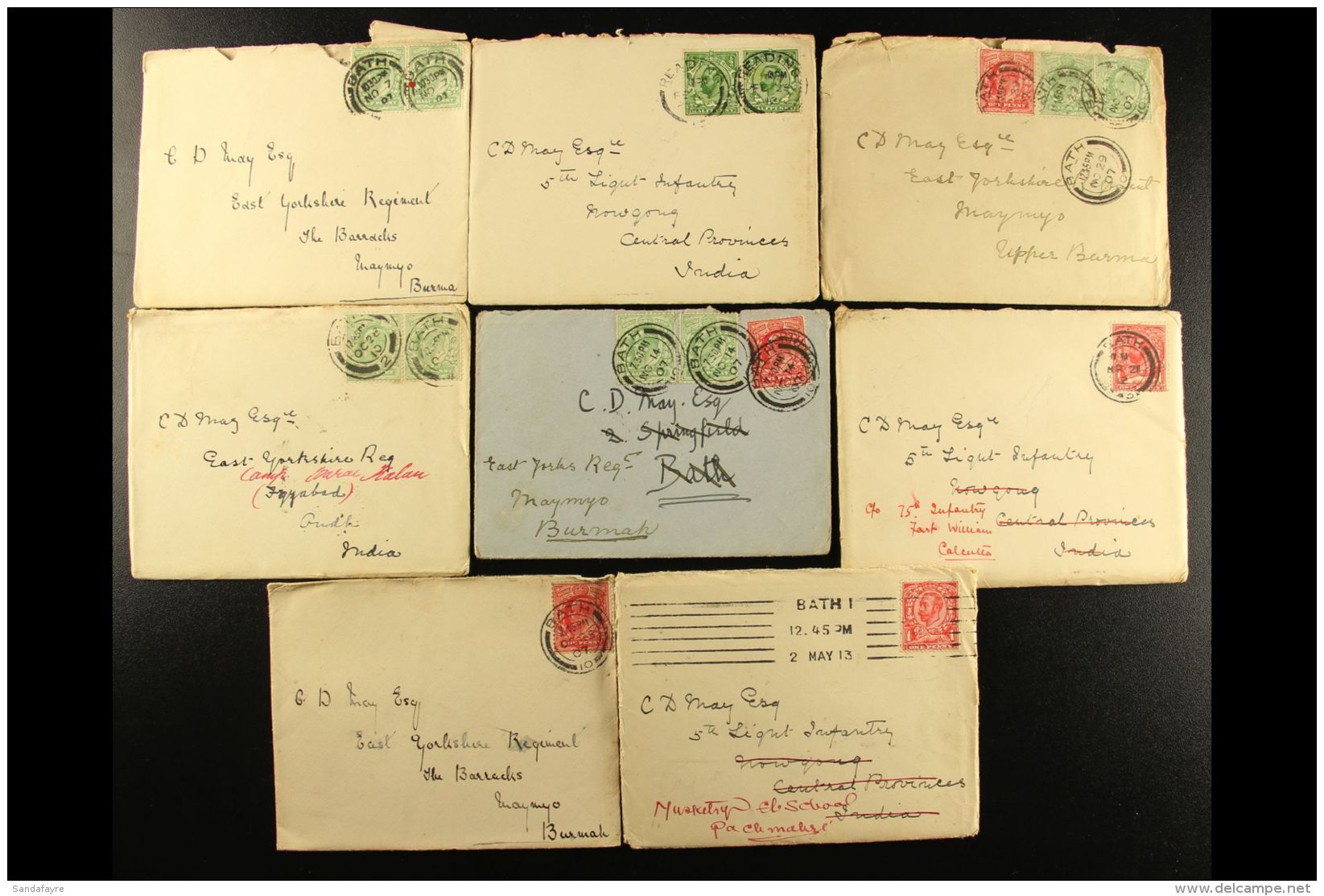 CORRESPONDENCE FROM BATH TO BURMA AND INDIA 1907-1916 Collection Of Covers (generally With Full Contents)... - Other & Unclassified