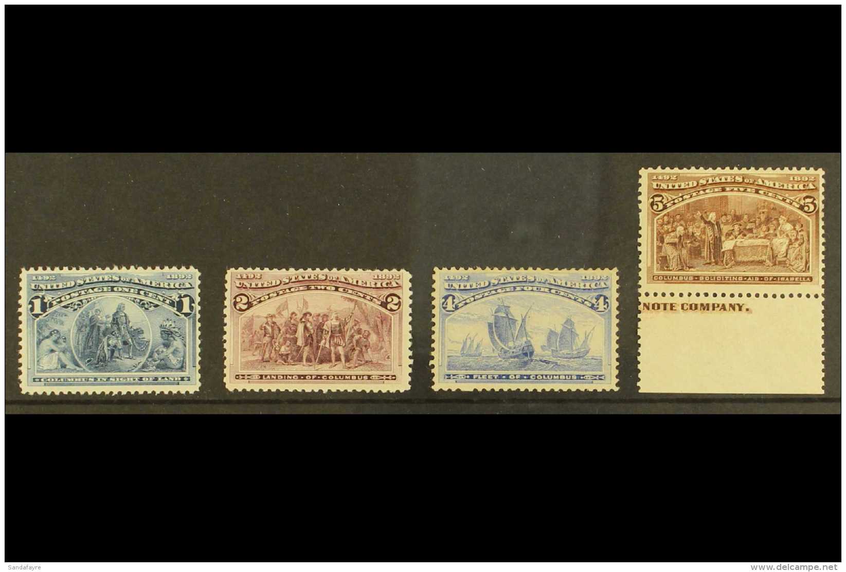 1893 COLUMBIAN EXPO Fine Mint Or Never Hinged Mint Group With 1c NHM, 2c NHM, 4c Mint, And 5c Lightly Hinged Mint... - Other & Unclassified