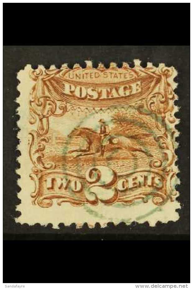 1869 2c Brown Post Horse And Rider, Scott 113, Good Used, Centered To Top Right, But With Lovely Neat Target... - Other & Unclassified