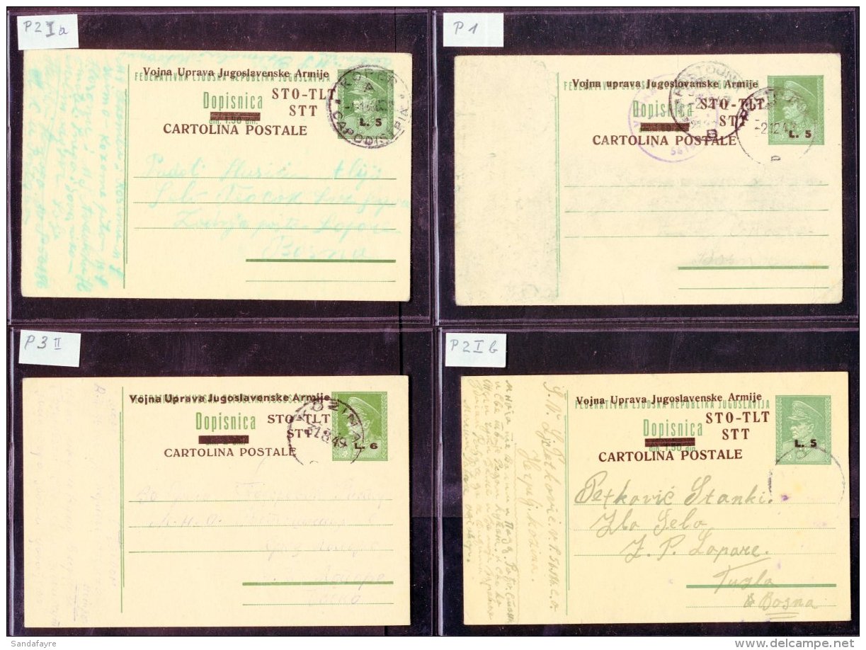 ZONE B POSTAL STATIONERY 1947 Scarce Group Of Commercially Used Postal Cards, Comprising 1947 5L Green Opt (Michel... - Other & Unclassified