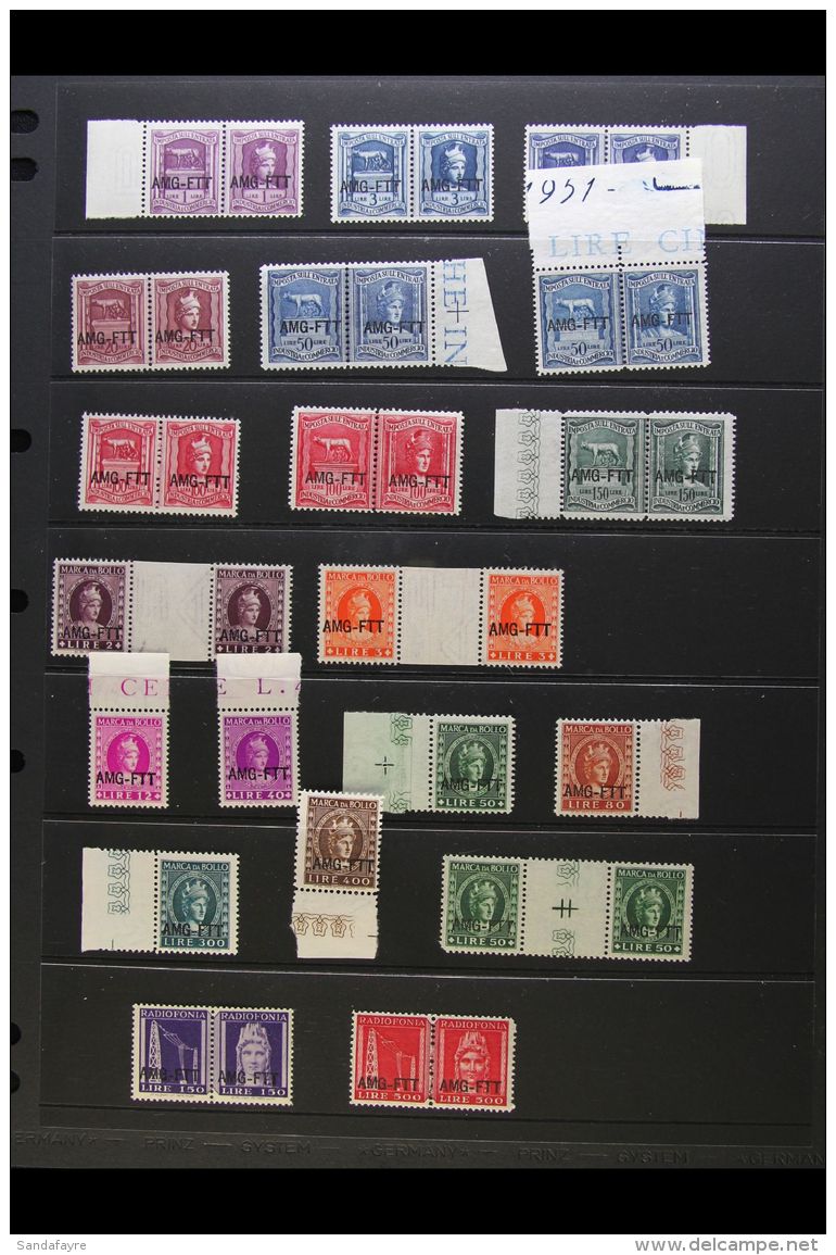 ALLIED MILITARY GOVERNMENT REVENUE STAMPS Never Hinged Mint Collection Of "AMG-FTT" Overprinted Italian Revenues.... - Other & Unclassified