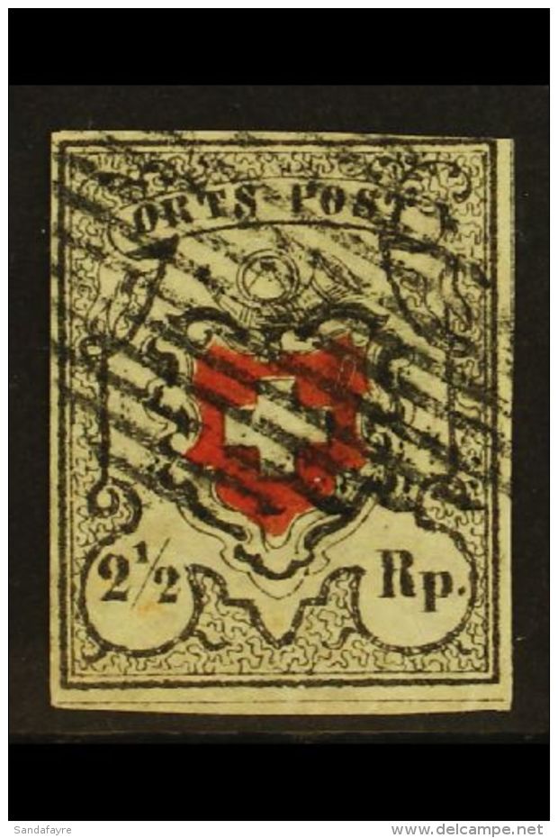 1850 2&frac12;r "Orts Post" Black And Red With Full Frame To Cross, SG 1 (Michel 5 I), Used With 4 Margins Showing... - Autres & Non Classés