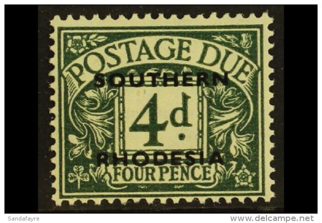 1951 POSTAGE DUE 4d Dull Grey Green, SG D6, Very Fine Mint, Scarce! For More Images, Please Visit... - Rhodésie Du Sud (...-1964)