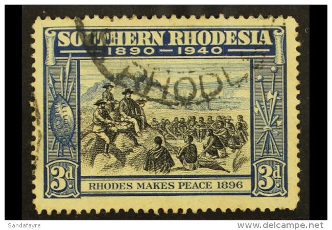 1940 3d Golden Jubilee, CAVE FLAW, SG 57a, Good Used, One Shortish Perf. For More Images, Please Visit... - Southern Rhodesia (...-1964)