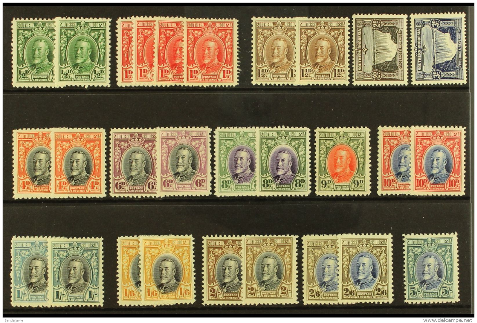 1931 - 7 Geo V Set Complete Including All Perf 12 And Perf 11&frac12; Variants, Between SG 15 - 27, Very Fine And... - Rhodésie Du Sud (...-1964)