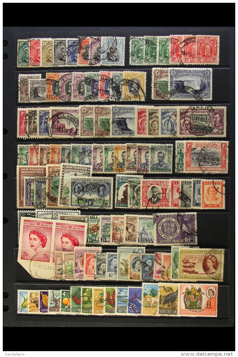 1924-64 FINE USED COLLECTION Incl. 1924 To 1s, 1931-37 To 1s6d, 1935 Jubilee Set, KGVI Complete, 1953 Set To 10s,... - Zuid-Rhodesië (...-1964)