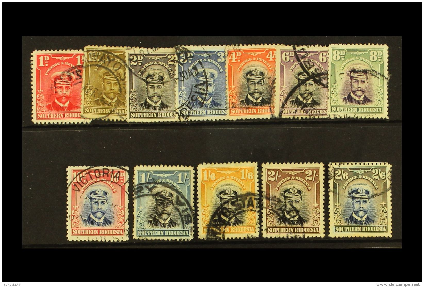 1924 Admiral 1d To 2s6d, SG 2/13, Cds Used, 8d With Hinge Thin. (12) For More Images, Please Visit... - Rhodésie Du Sud (...-1964)