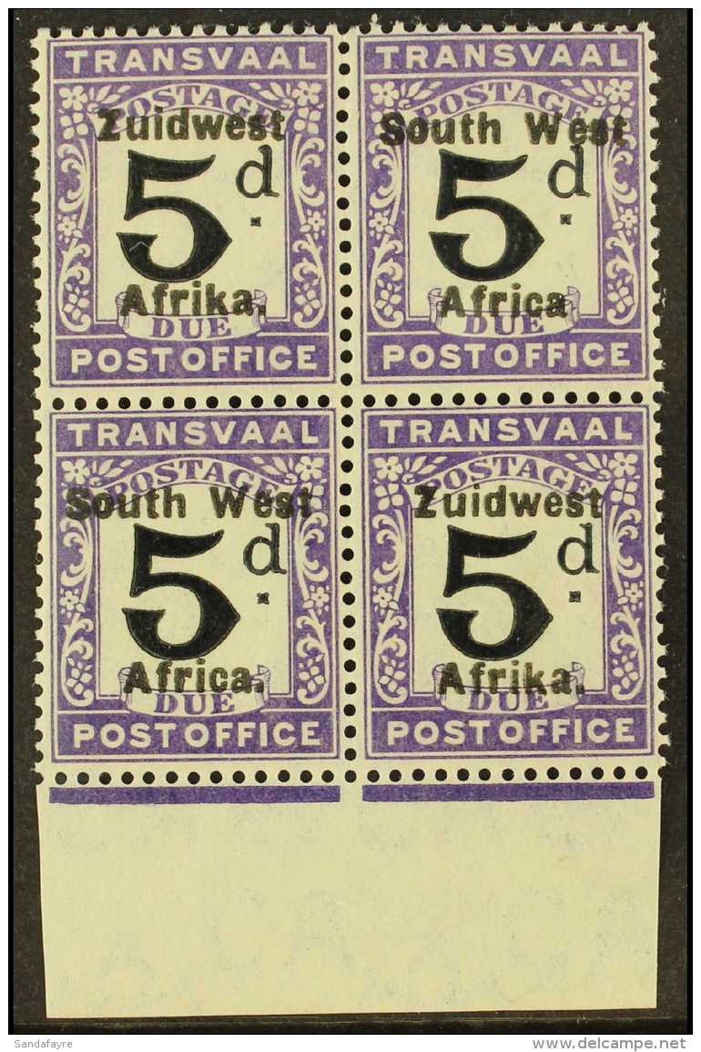 POSTAGE DUES 1924 5d Black And Violet From Setting VI With "AFRICA WITHOUT STOP" Variety, SG D25a, Fresh Never... - South West Africa (1923-1990)