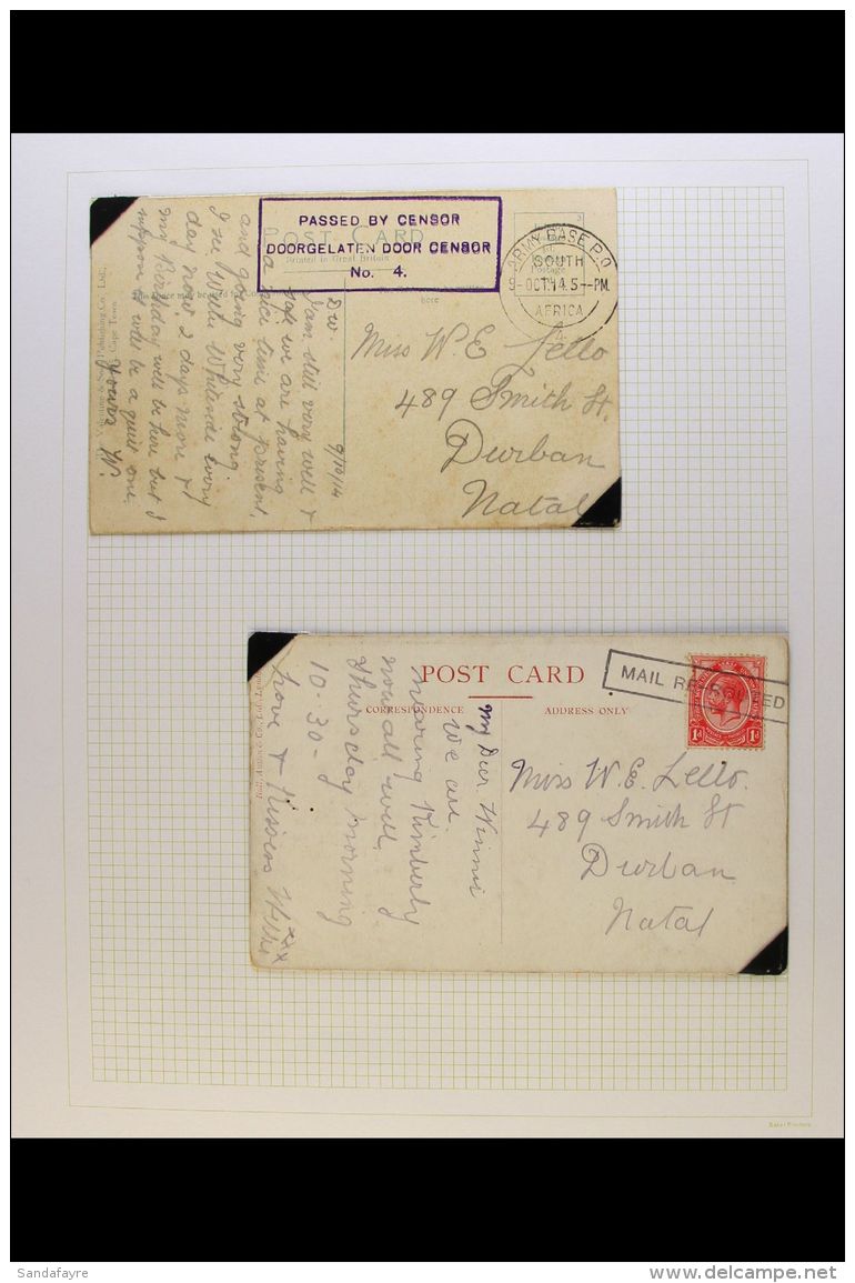 WORLD WAR I CENSORED POSTCARDS 1914-15 Group Of Cards, One With "Mail Re-routed" Cachet And No Other Markings,... - Non Classés