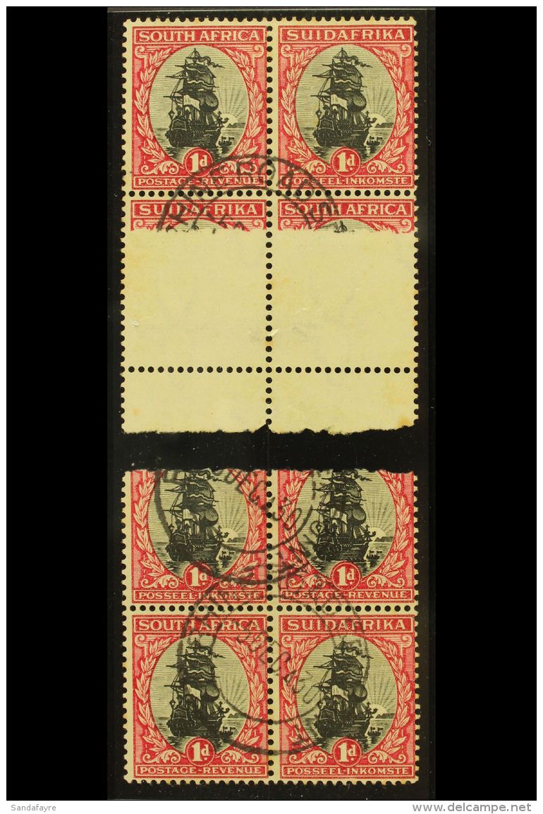 UNION VARIETY 1930-44 1d Black &amp; Carmine, Type I, Watermark Upright, JOINED PAPER VARIETY In A Block Of 6,... - Unclassified