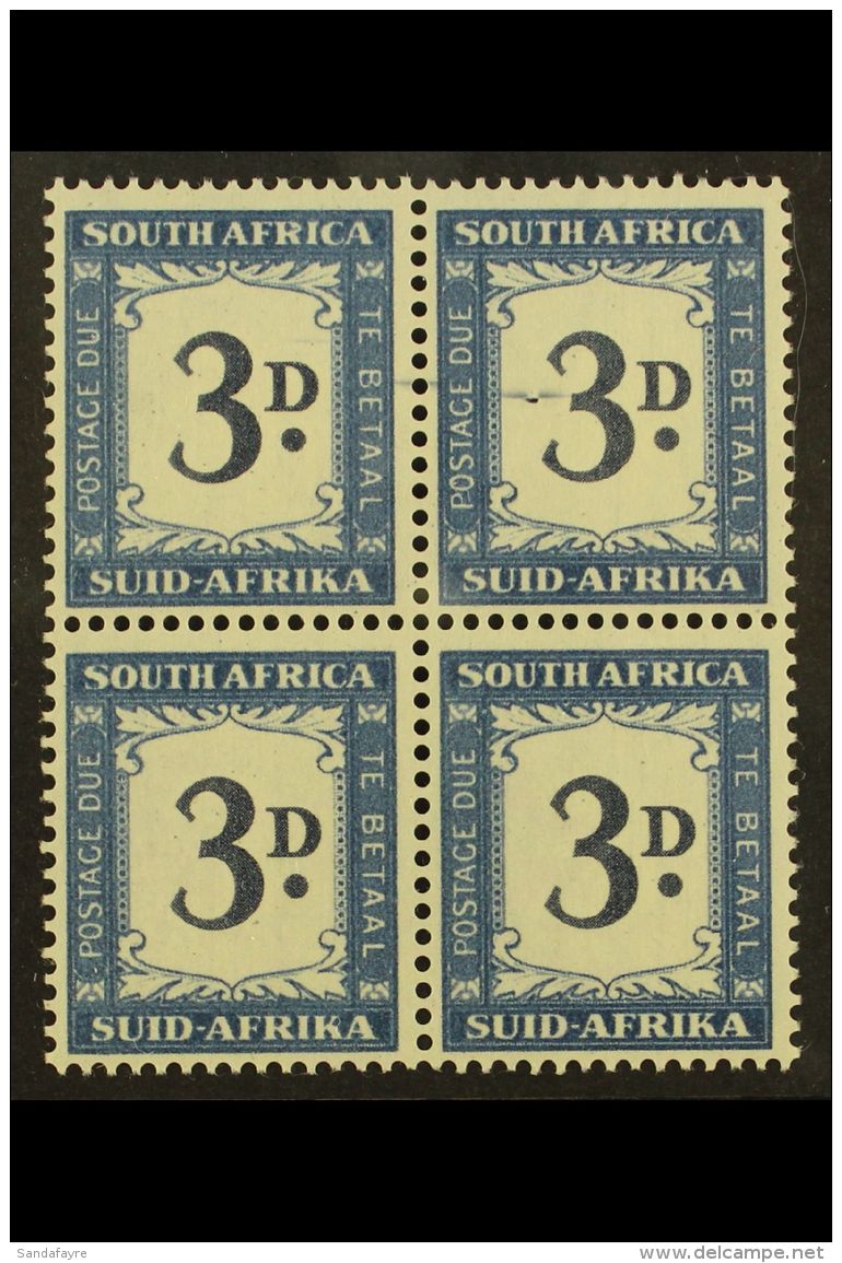 POSTAGE DUE 1950-8 3d Deep Blue &amp; Blue, SWALLOW VARIETY In Block Of 4, SG D41b, Very Fine Mint. For More... - Non Classés