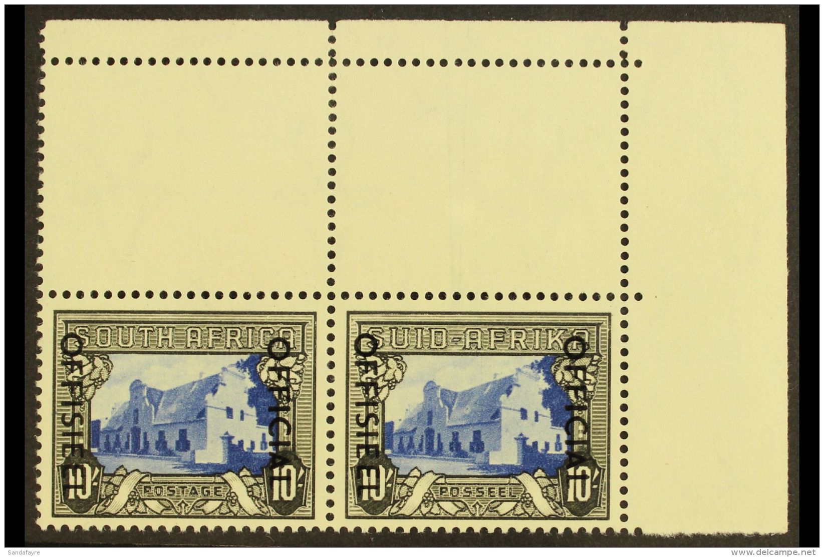 OFFICIAL 1950-4 10s Blue &amp; Charcoal, SG O51, Never Hinged Mint, Corner Marginal Example. For More Images,... - Unclassified