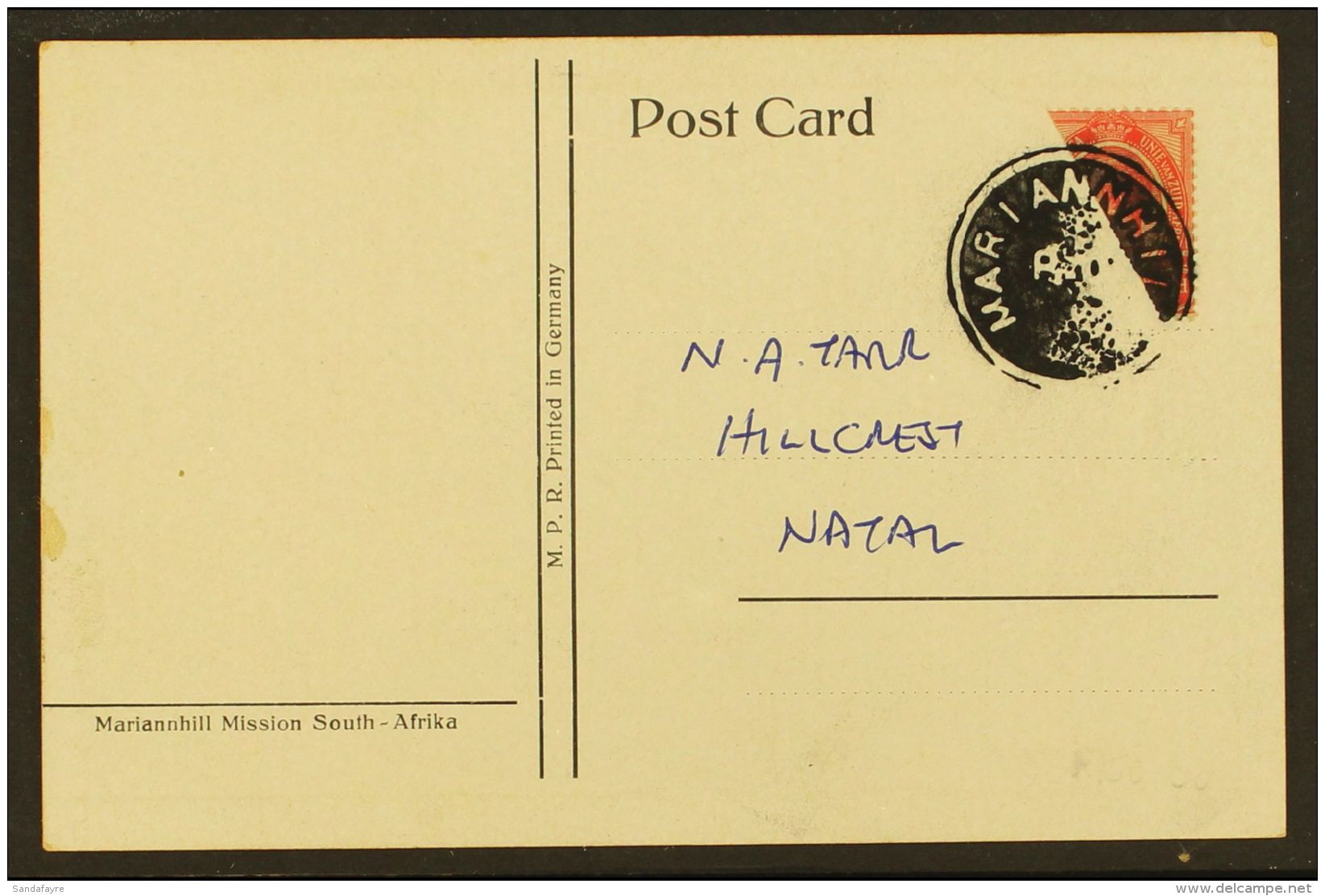 BISECT USED ON POSTCARD Coloured Picture Postcard Produced For Mariannhill Mission, Franked With KGV 1d, Cancelled... - Unclassified