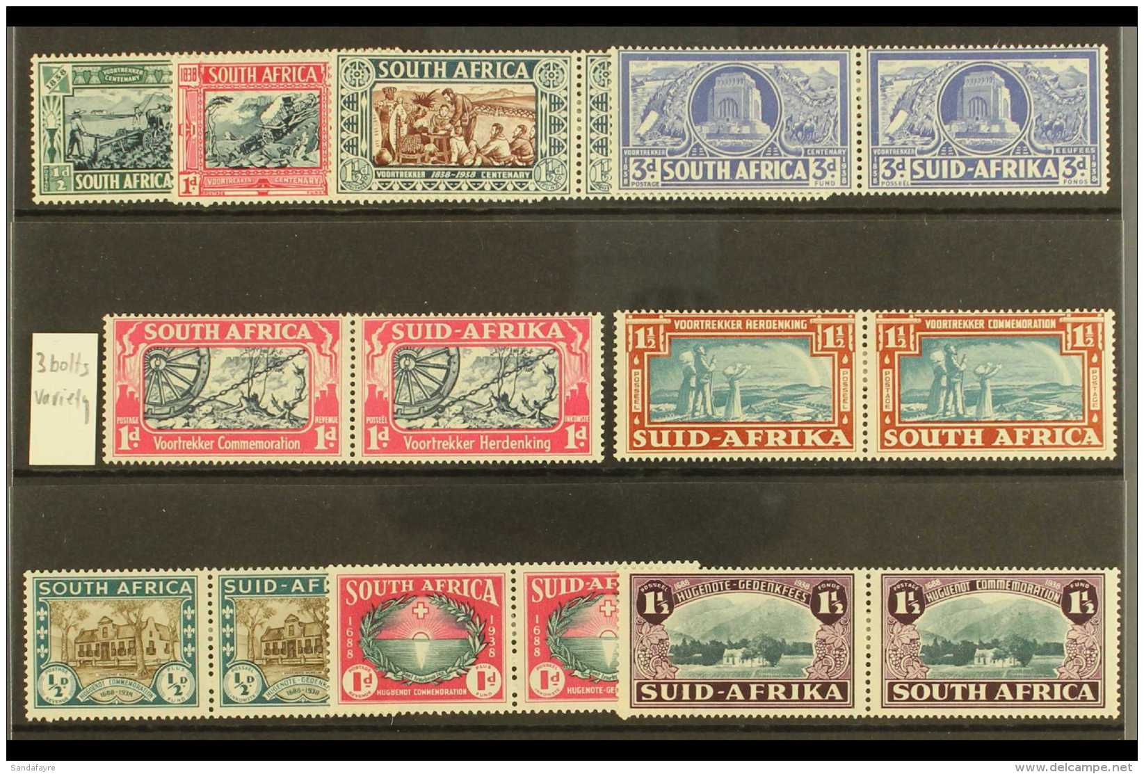 1938 Both Voortrekker Complete Sets Inc 1d 'Three Bolts In Wheel Rim' Variety (SG 80a) And 1939 Huguenots Complete... - Unclassified