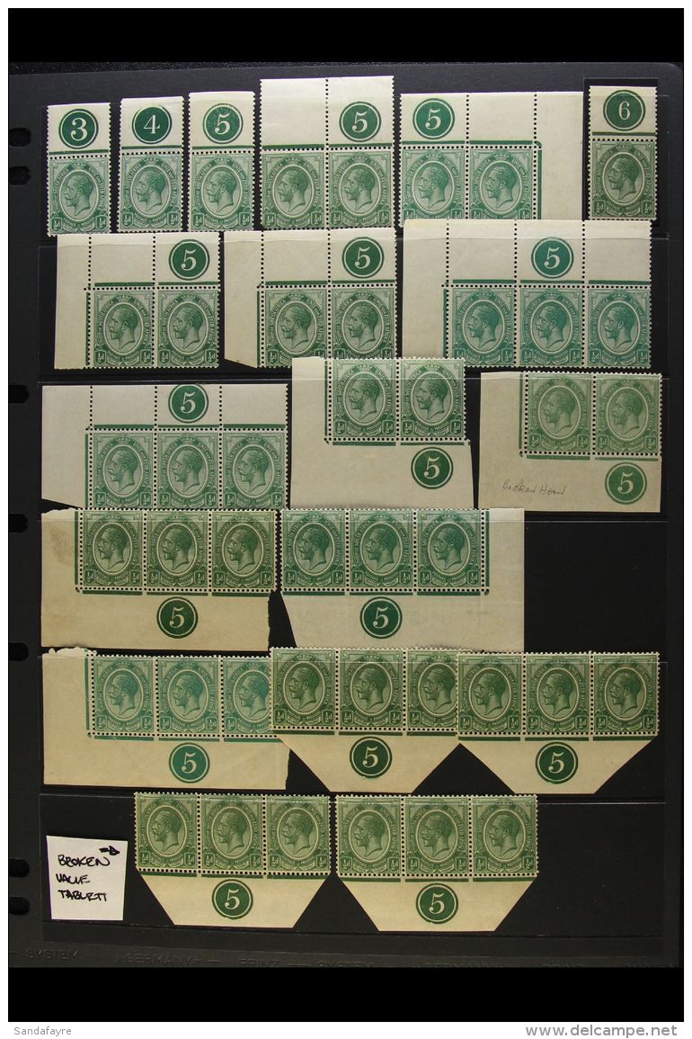 1913-24 KGV CONTROLS &frac12;d Value In A Wide Range Of Shades, We See Singles Of Plate 3 &amp; 4, A Number Of... - Unclassified