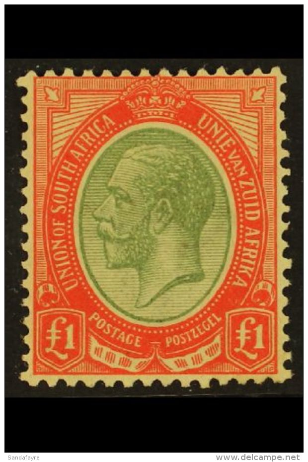 1913-24 &pound;1 Pale Olive-green &amp; Red, SG 17a, Fine Mint With Usual Lightly Toned Gum Found On This Shade.... - Unclassified