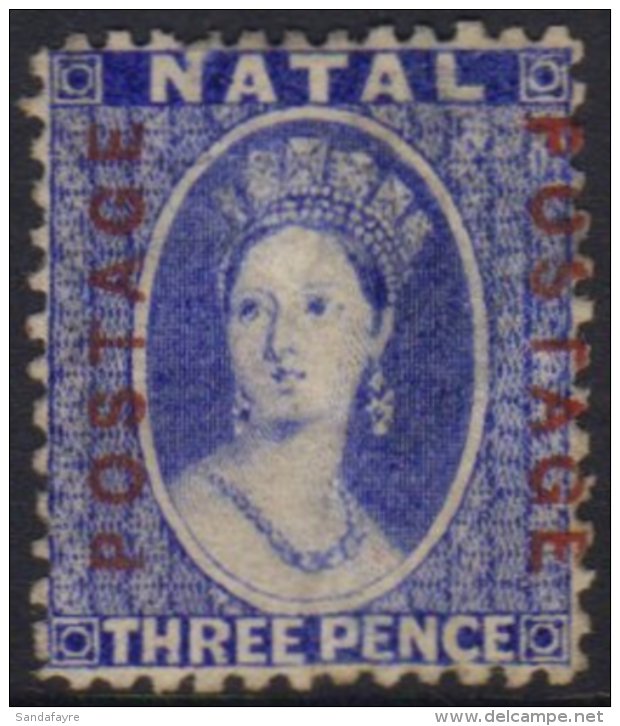 NATAL 1870 3d Bright Blue, Vertical Ovpt, SG 61, Good Mint. For More Images, Please Visit... - Unclassified