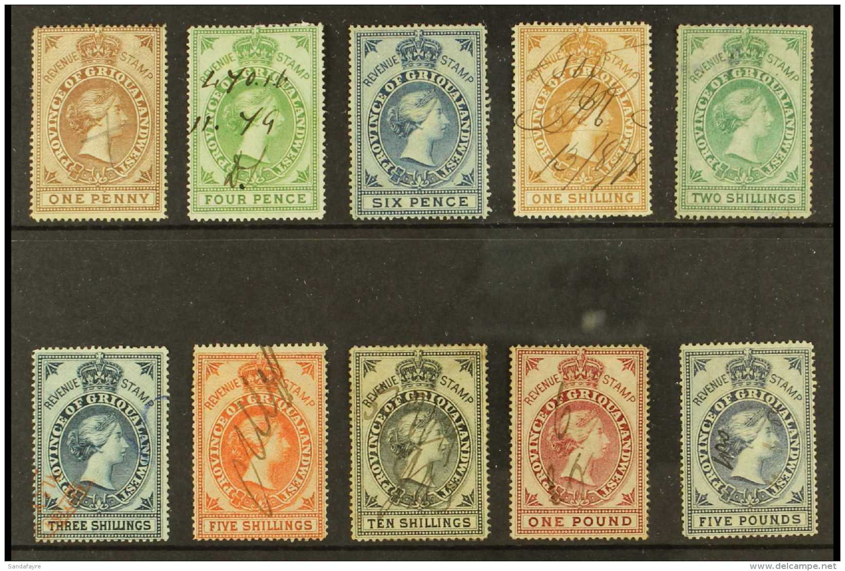 GRIQUALAND REVENUES 1879 Issue Missing Just The 1s Green &amp; 1s6d Green Stamps For Total Completion To The... - Non Classés