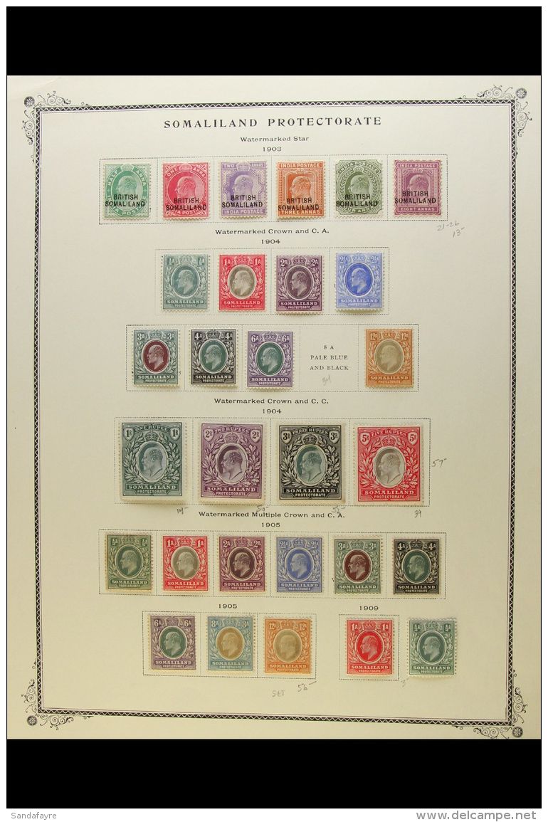 1903-1960 FINE MINT ALL DIFFERENT COLLECTION On Album Leaves. With 1903 (overprint At Top) Most Values To 2R; 1903... - Somaliland (Protectorate ...-1959)