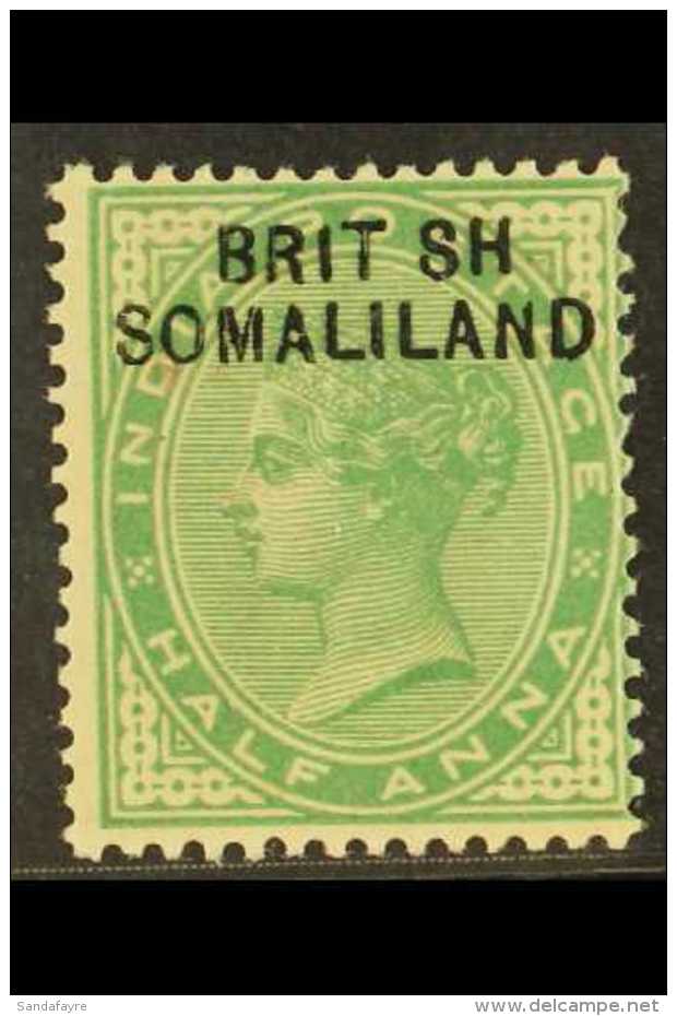 1903 &frac12;a Yellow-green With Opt At Top Of Stamp With "BRIT SH" Variety, SG 1a, Mint, Small Red Red Mark On... - Somaliland (Protectorat ...-1959)