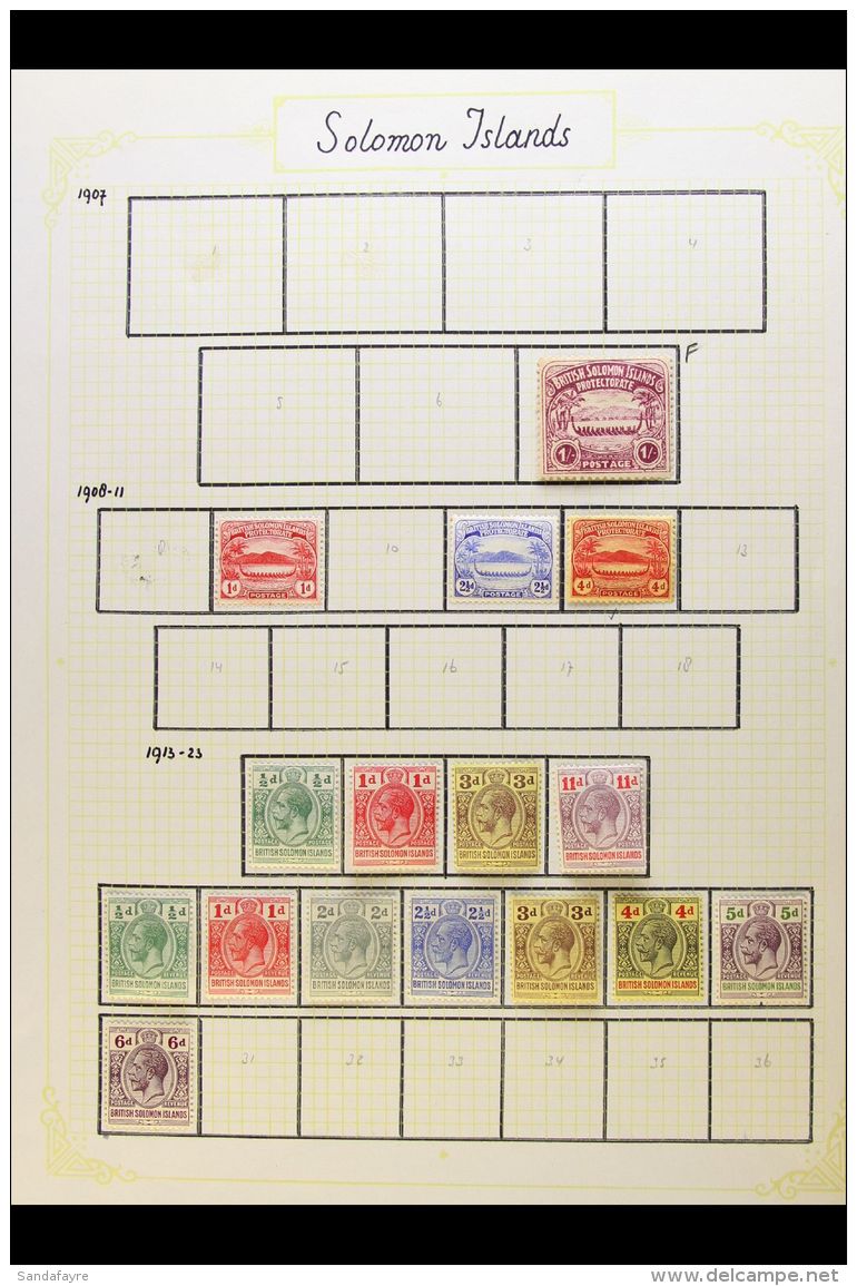 1907-1968 FINE MINT COLLECTION On Pages, ALL DIFFERENT, Inc 1913 Set, 1914-23 Set To 6d, 1939-51 Set, 1956-63 Set... - British Solomon Islands (...-1978)