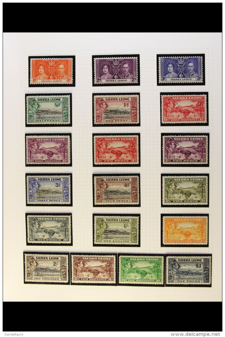 1937-49 KGVI Complete Run Of Basic Sets, SG 185/208, Fine Mint (27). For More Images, Please Visit... - Sierra Leone (...-1960)
