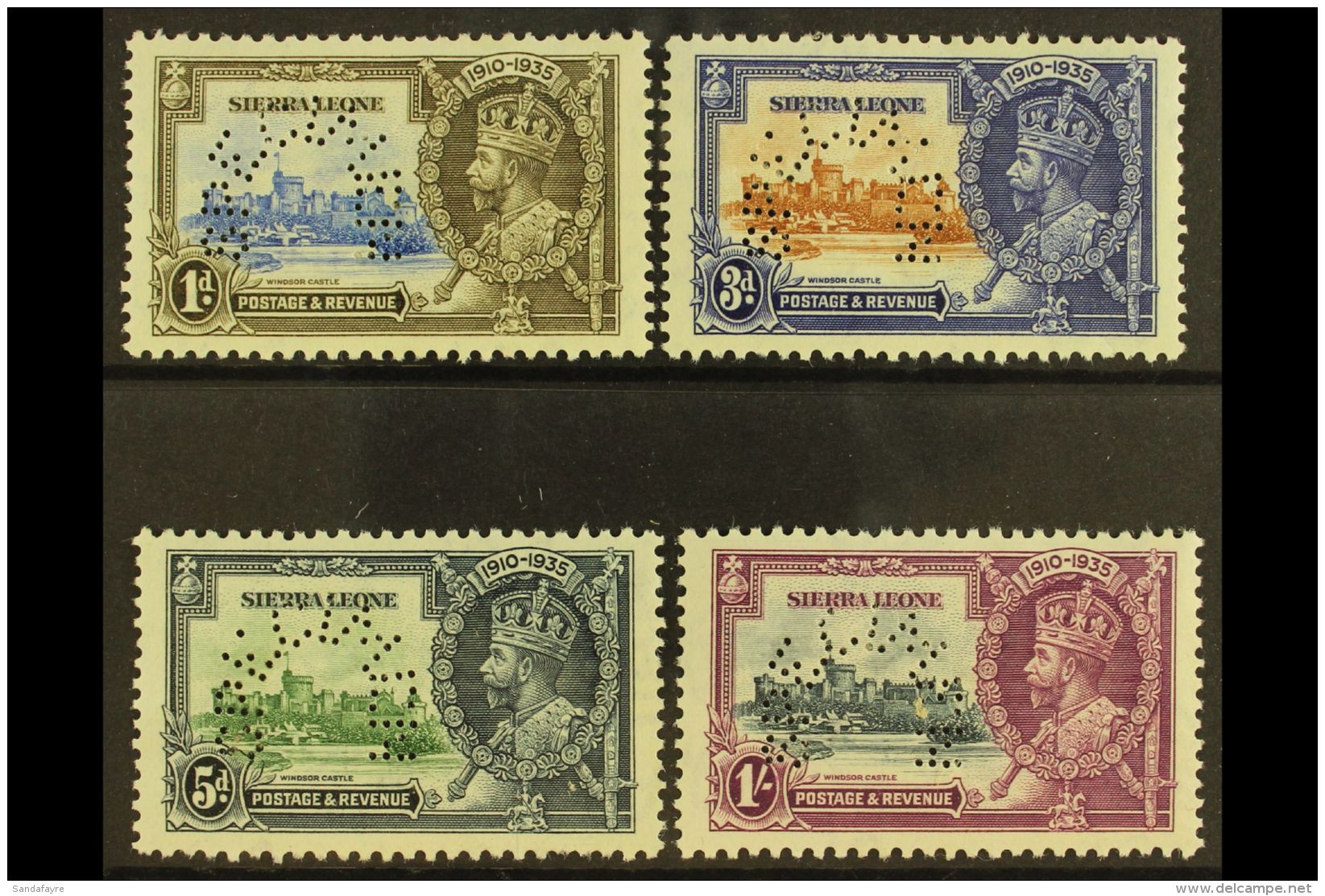 1935 Silver Jubilee Set Complete, Perforated "Specimen", SG 181s/4s, Very Fine Mint Large Part Og. (4 Stamps) For... - Sierra Leone (...-1960)