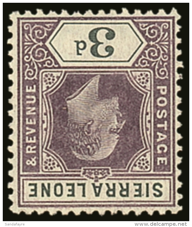 1904-05 3d Dull Purple And Grey With WATERMARK INVERTED, SG 91w, Never Hinged Mint. For More Images, Please Visit... - Sierra Leone (...-1960)