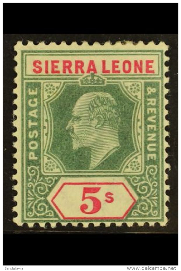 1903 5s Green And Carmine, Wmk Crown CA, SG 84, Very Fine Mint For More Images, Please Visit... - Sierra Leone (...-1960)