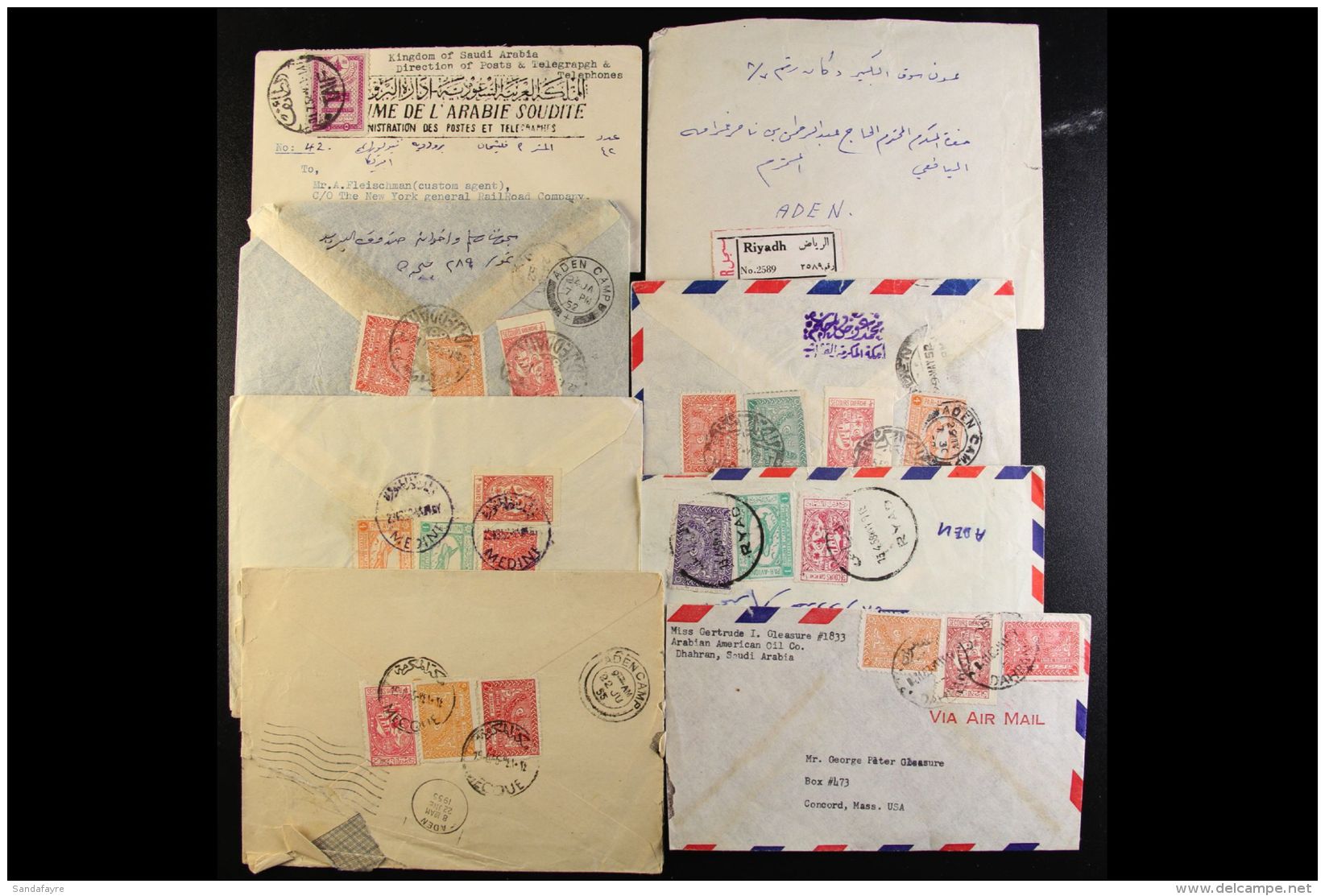1950s COMMERCIAL COVERS Colourful And Attractive Group Of Airmail Covers Bearing A Wide Range Of Adhesives... - Arabie Saoudite