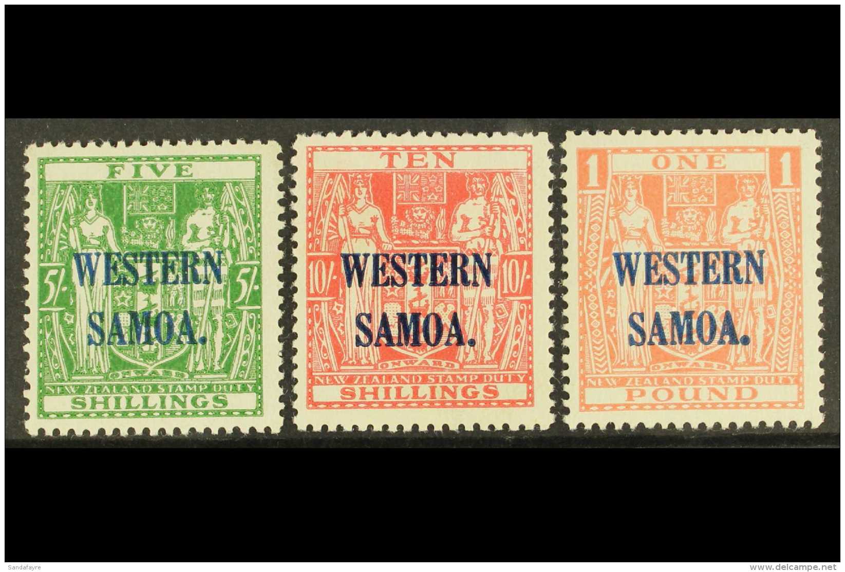 1945-46 5s, 10s And &pound;1 Arms SG 208/210, Fine Never Hinged Mint. (3) For More Images, Please Visit... - Samoa