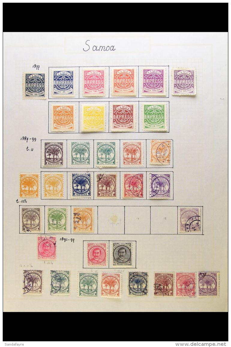 1877-1935 COLLECTION On Leaves, Mint &amp; Used, 1877-80 Express Types (10) To 5s Mint (remainders Or Reprints),... - Samoa