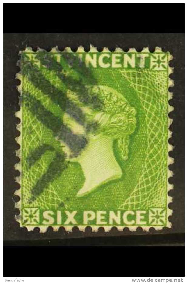 1883-84 6d Bright Green, Wmk Crown CA, Perf 12, SG 44, Fine Used. Elusive Stamp,  Cat &pound;300. For More Images,... - St.Vincent (...-1979)