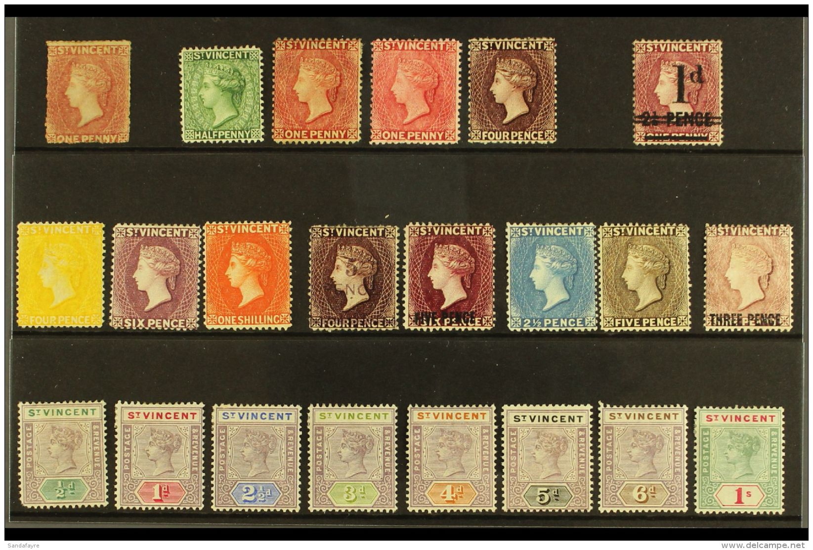 1861-99 MINT ASSORTMENT, CAT &pound;330+ Includes The 1861 1d, 1885-93 &frac12;d, 1d Shades &amp; 4d, 1885 1d... - St.Vincent (...-1979)