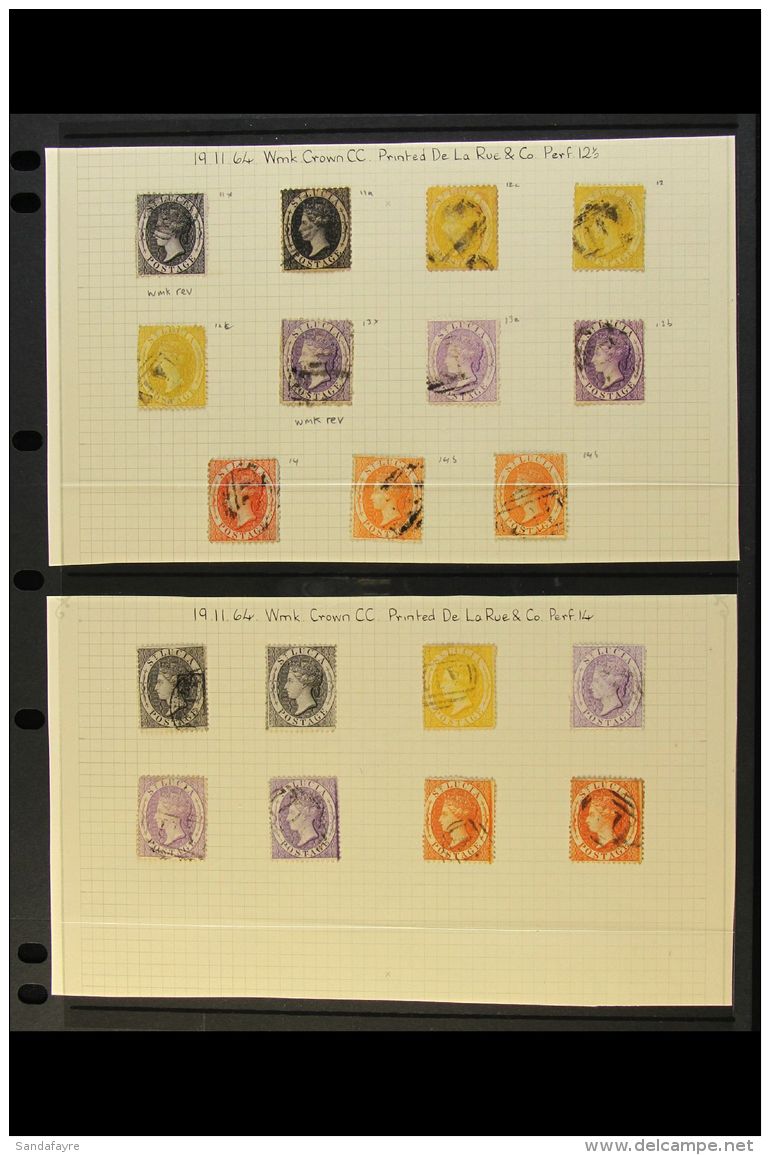 1864-76 FINE USED ASSEMBLY An Attractive Range Of The 1864-76 Watermark Crown CC First Types Which Includes Perf... - Ste Lucie (...-1978)