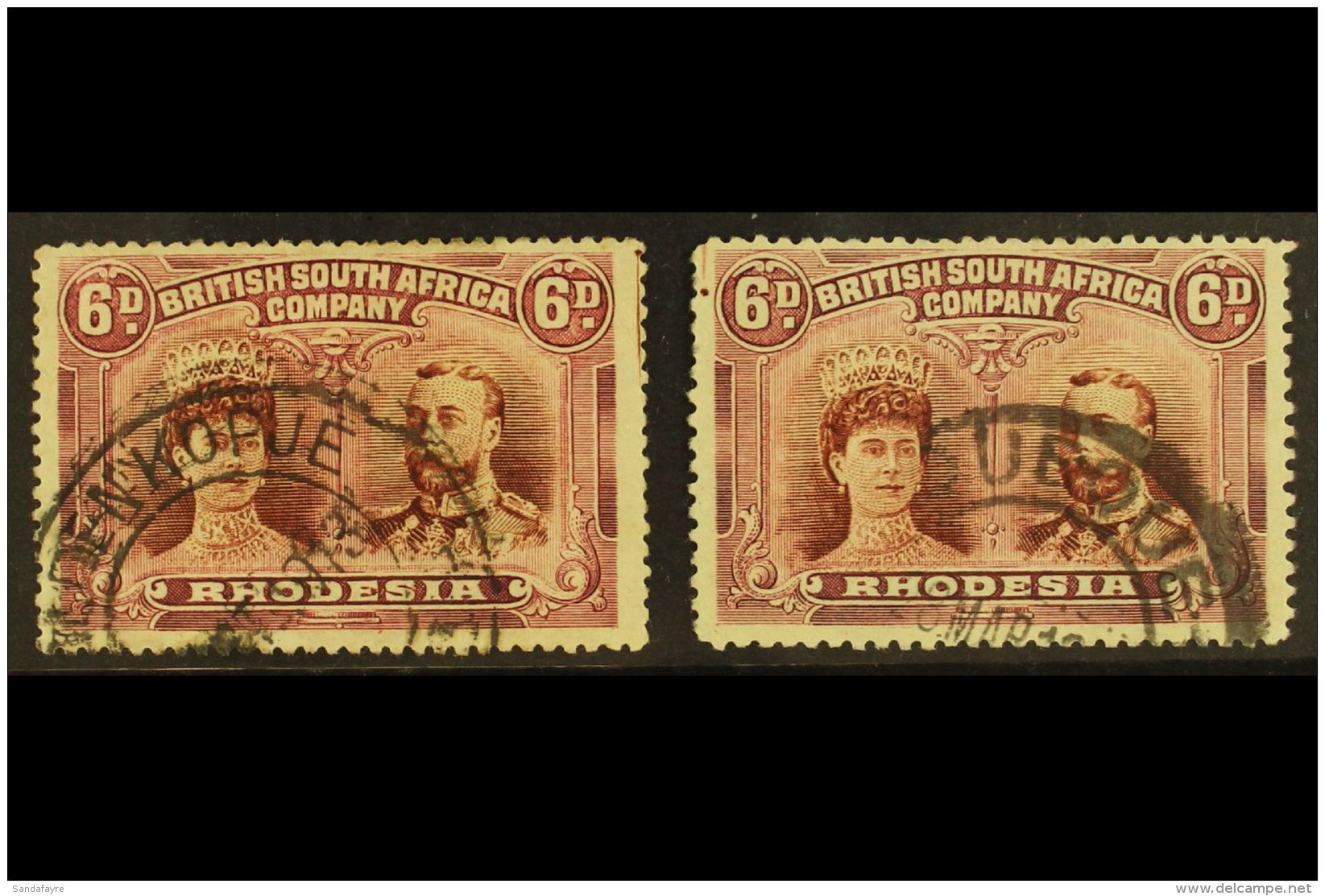 1910-13 6d Red-brown &amp; Mauve, Two Examples With Clear Guide-lines In Margin, SG 144, Good Used, Couple Of... - Autres & Non Classés