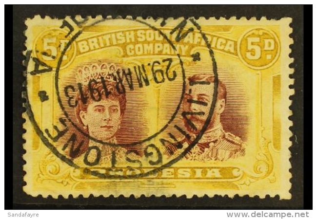 1910-13 5d Purple-brown And Olive Yellow Error Of Colour, SG 141ab, Neat Livingstone N.W. Rhodesia 29/3/13 Cds,... - Autres & Non Classés